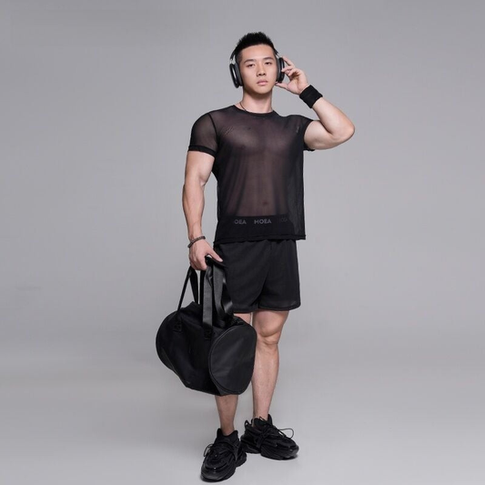 Men's High Elastic Transparent Gym T-shirt