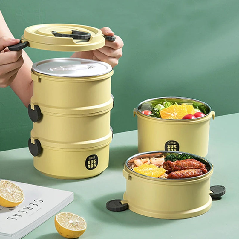 3-Layer Stack Your Lunch Heat Insulated Lunch Pack Lunch Boxes The June Shop Yellow  