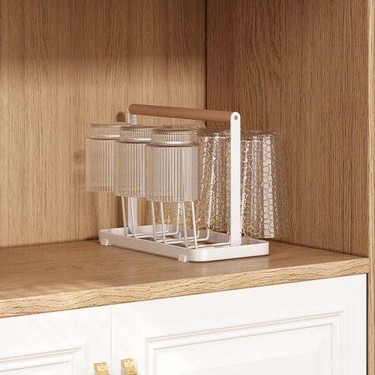 Wooden Handle Glass Holder With Tray