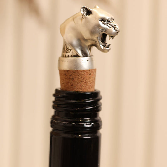 Panther Head Bottle Stopper Silver
