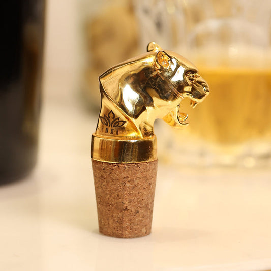 Panther Head Bottle Stopper Gold