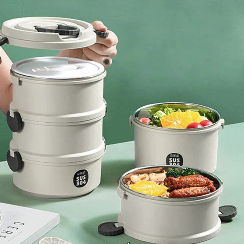 3-Layer Stack Your Lunch Heat Insulated Lunch Pack Lunch Boxes The June Shop Grey  